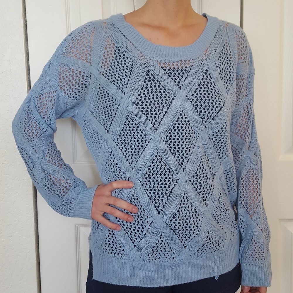 Blue Blu Pepper Crochet Sweater